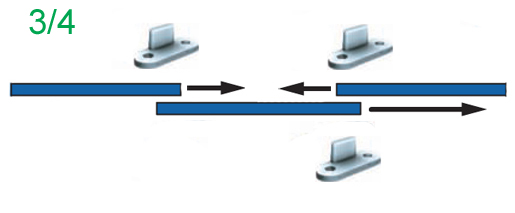 Mantion Schiebetürbeschlag Tubel 38 / 200 cm für 3 Schranktüren
